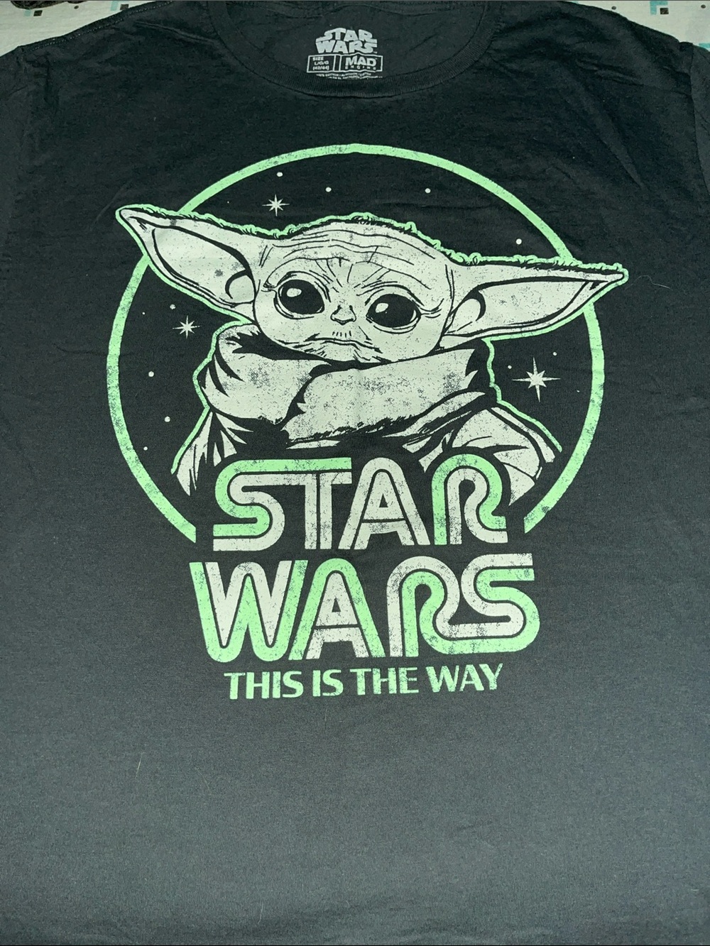 Star Wars Black Tee with Green Baby Yoda Graphic